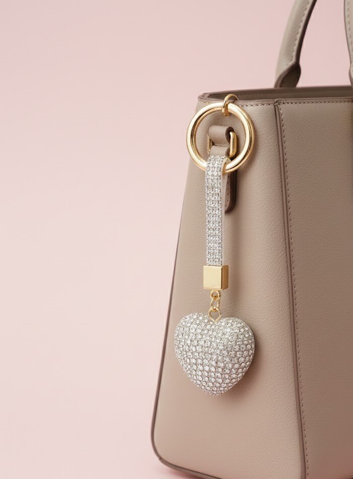 Grossista I.L JOLI B - Portachiavi a cuore con strass decorativi
