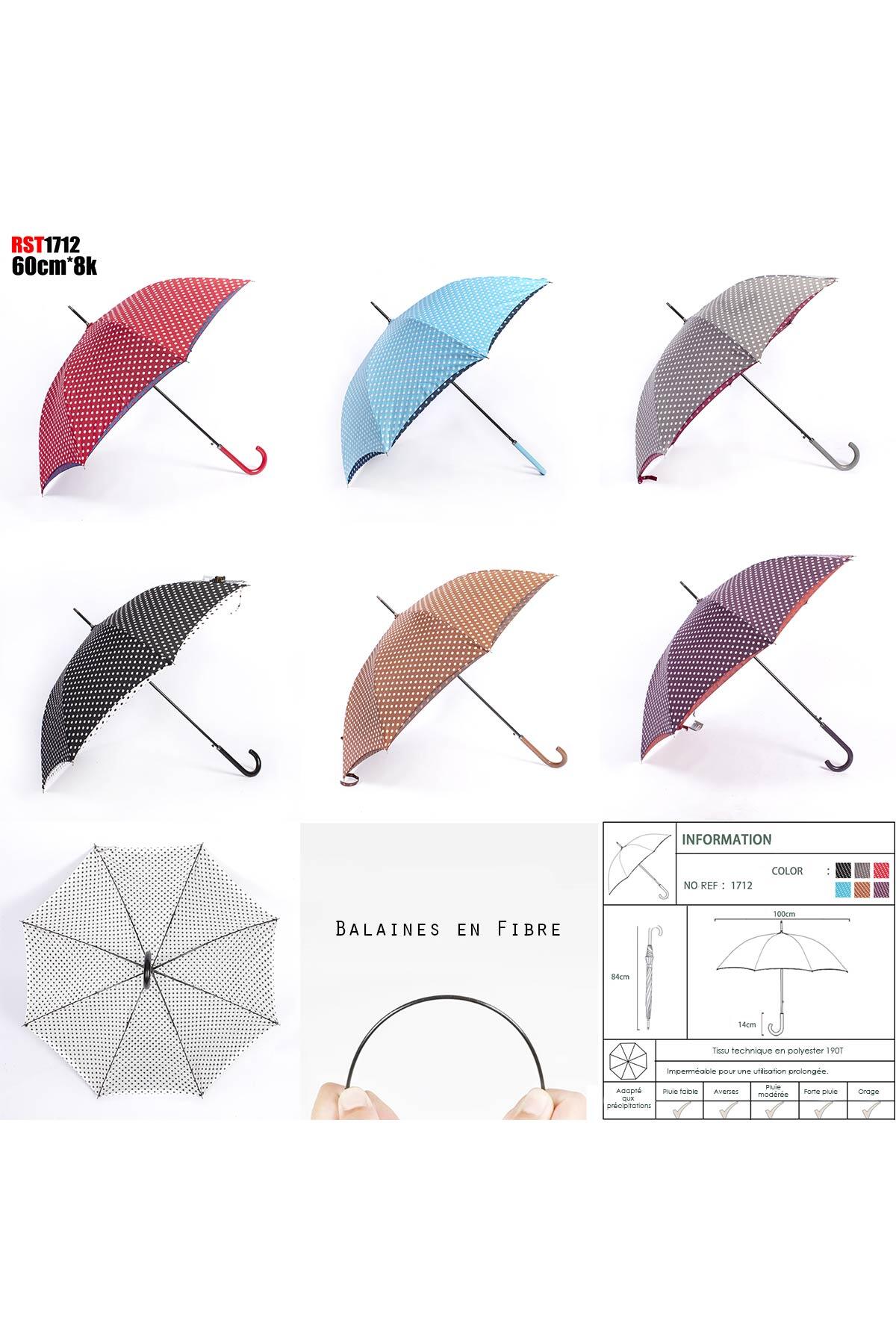 Wholesaler KENNY JONES - RST1712 Automatic cane umbrella with polka dots RST