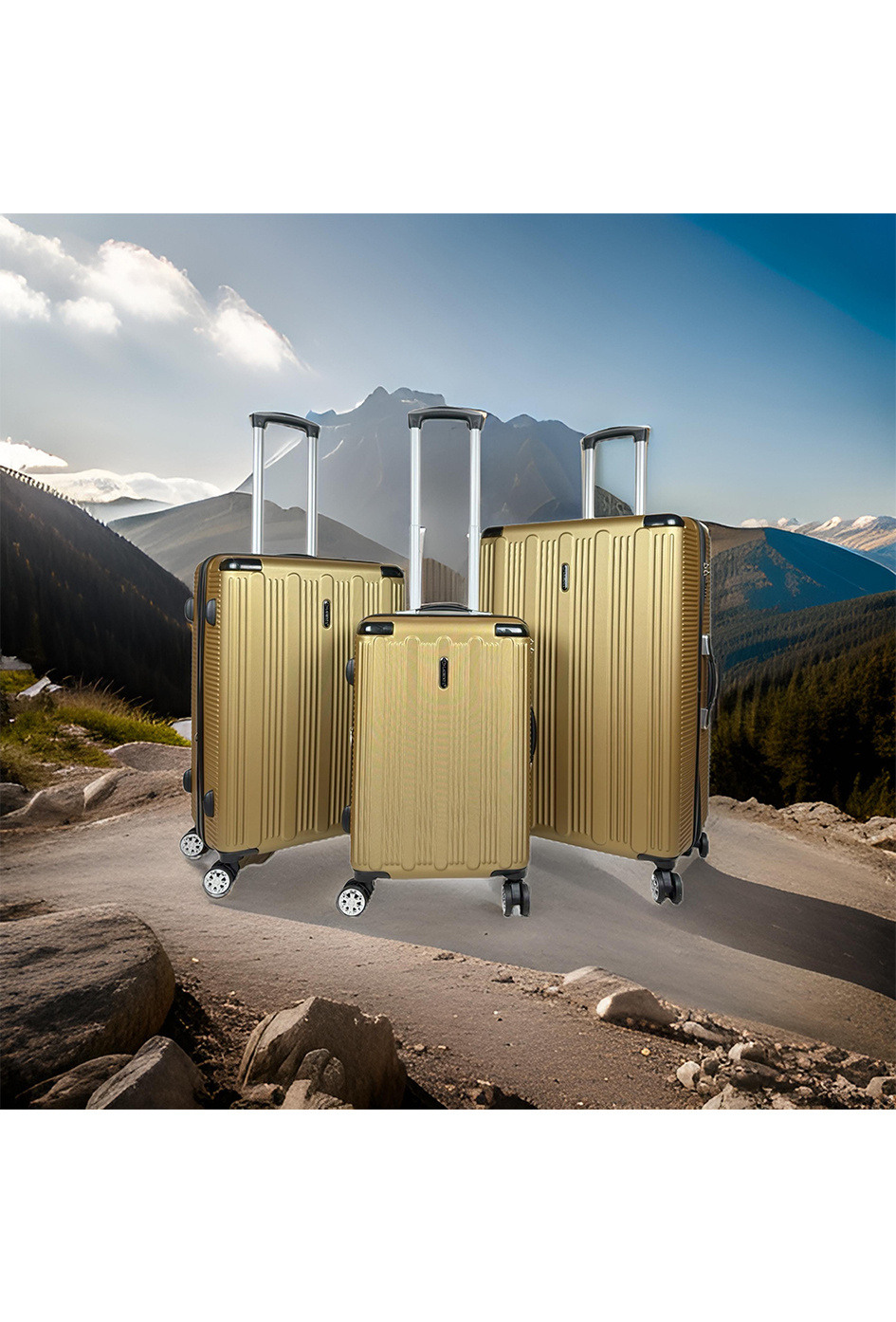 Grossiste Laurent L® - PROMETHEUS (Laurent L®) : Lot de 3 valises en ABS rigidifié extensible. (1818)GO