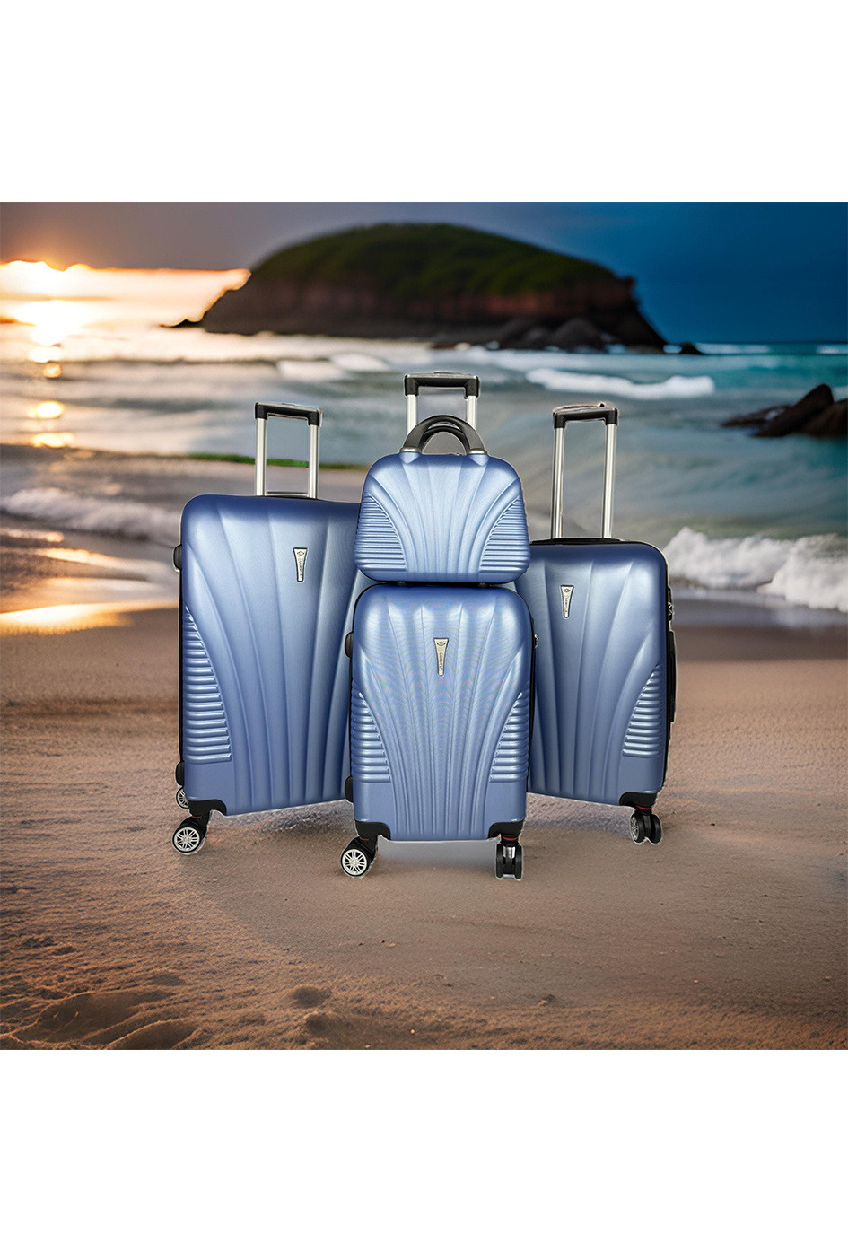 Grossiste Laurent L® - SHELL (Laurent L®) : Lot de 3 valises en ABS rigidifié avec 1 vanity. (666) P