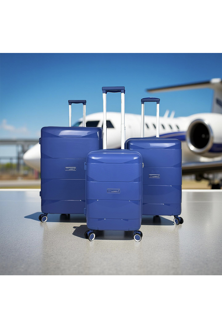 Grossista Laurent L® - SKY, lot de 3 valises en polypropylène (090) Indigo-25-26