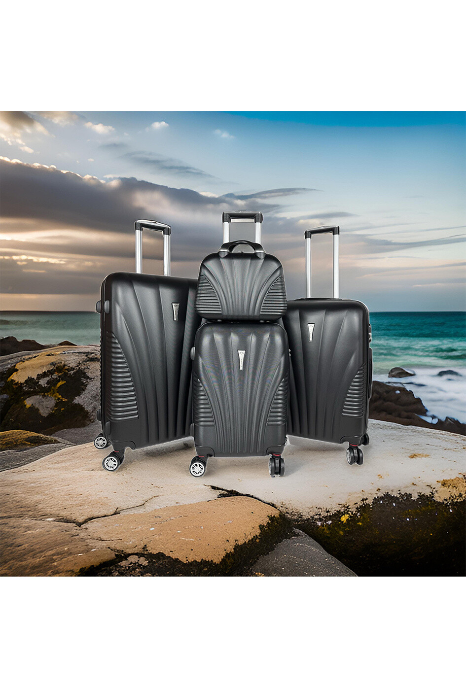 Grossiste Laurent L® - SHELL (Laurent L®) : Lot de 3 valises en ABS rigidifié avec 1 vanity. (666) M