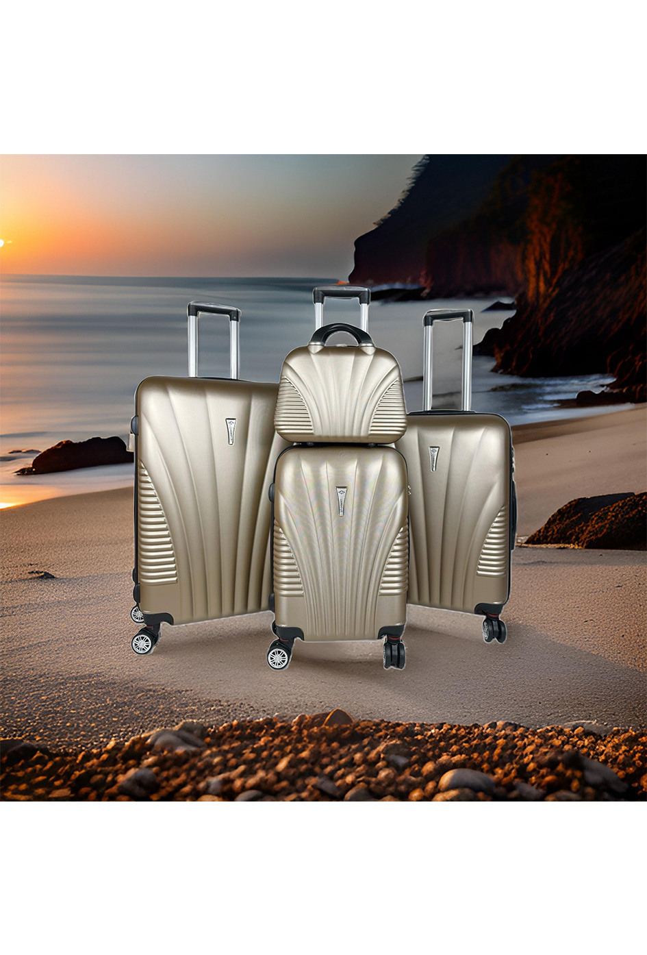 Grossiste Laurent L® - SHELL (Laurent L®) : Lot de 3 valises en ABS rigidifié avec 1 vanity. (666) CH