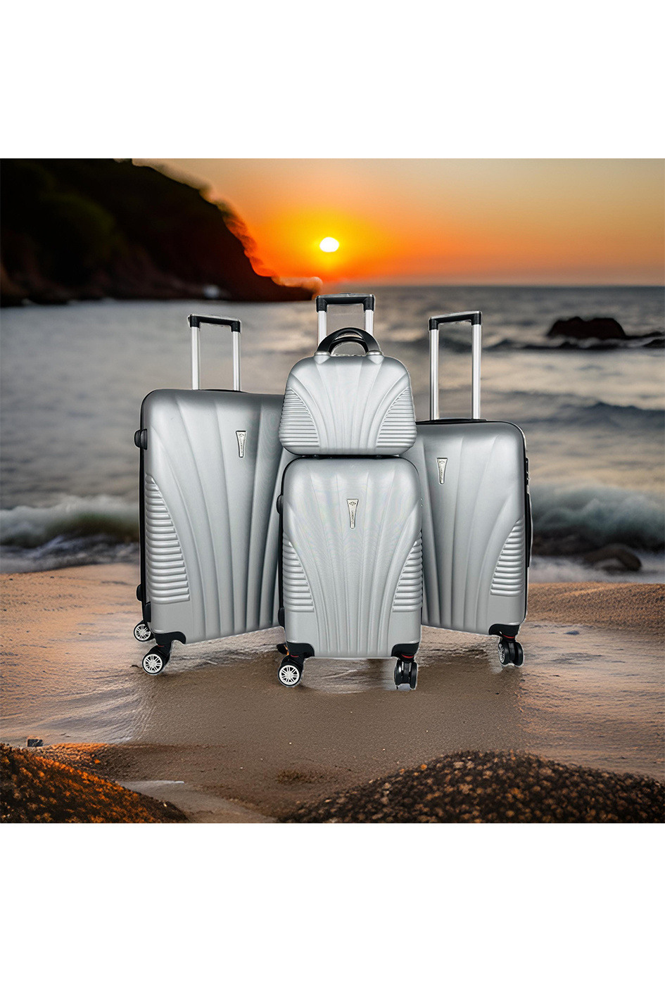 Grossiste Laurent L® - SHELL (Laurent L®) : Lot de 3 valises en ABS rigidifié avec 1 vanity. (666) S
