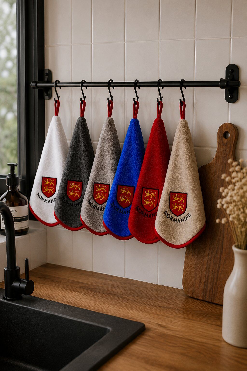 Wholesaler LINA - Set of embroidered tea towels - NORMANDY