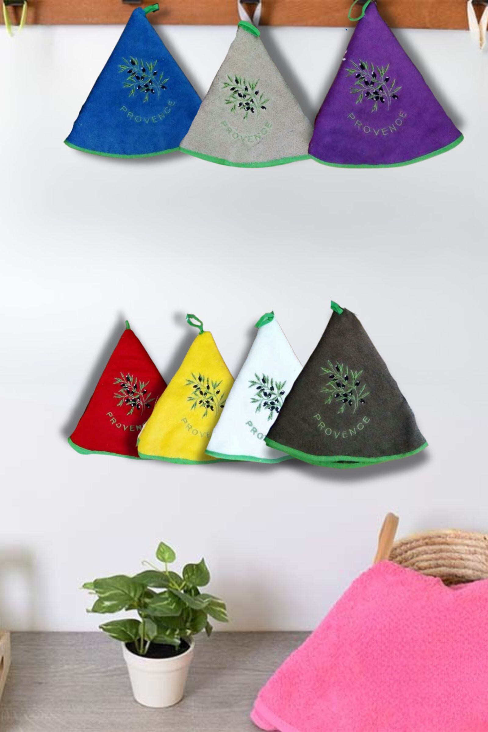 Wholesaler LINA - Set of embroidered tea towel hand towels - Olive tree PROVENCE