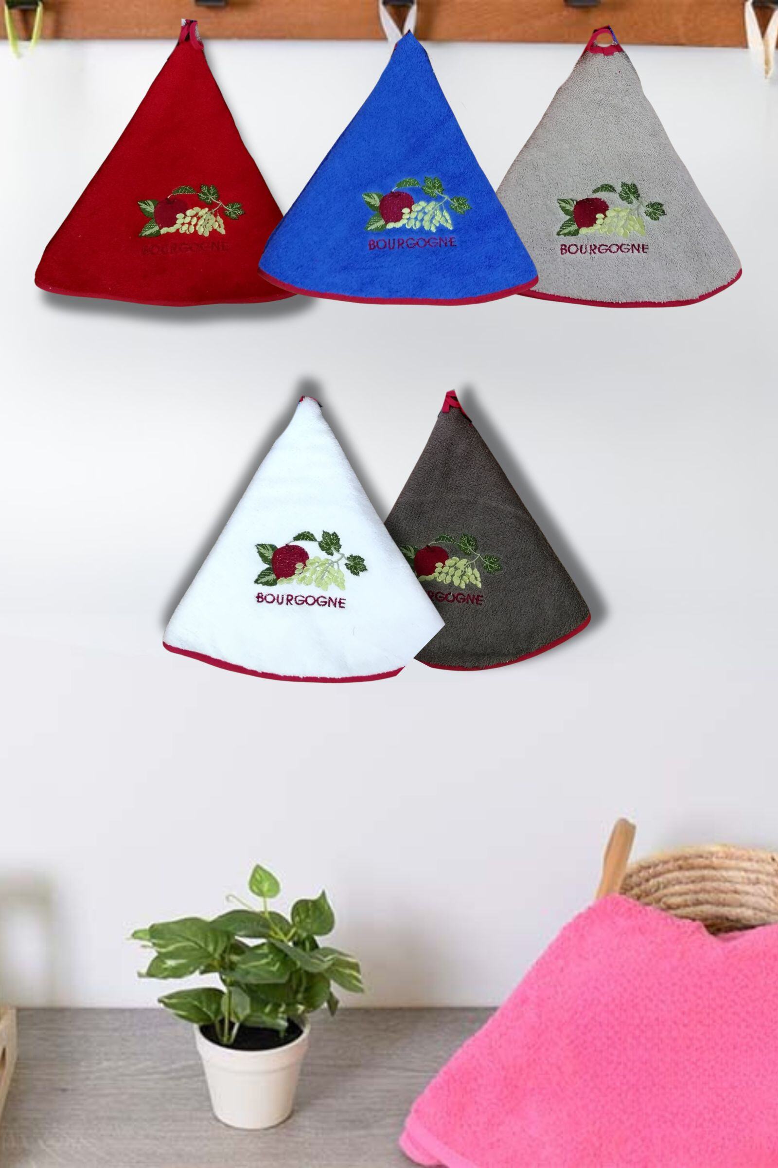 Großhändler LINA - Set bestickter Geschirrtücher - Fruit BOURGOGNE