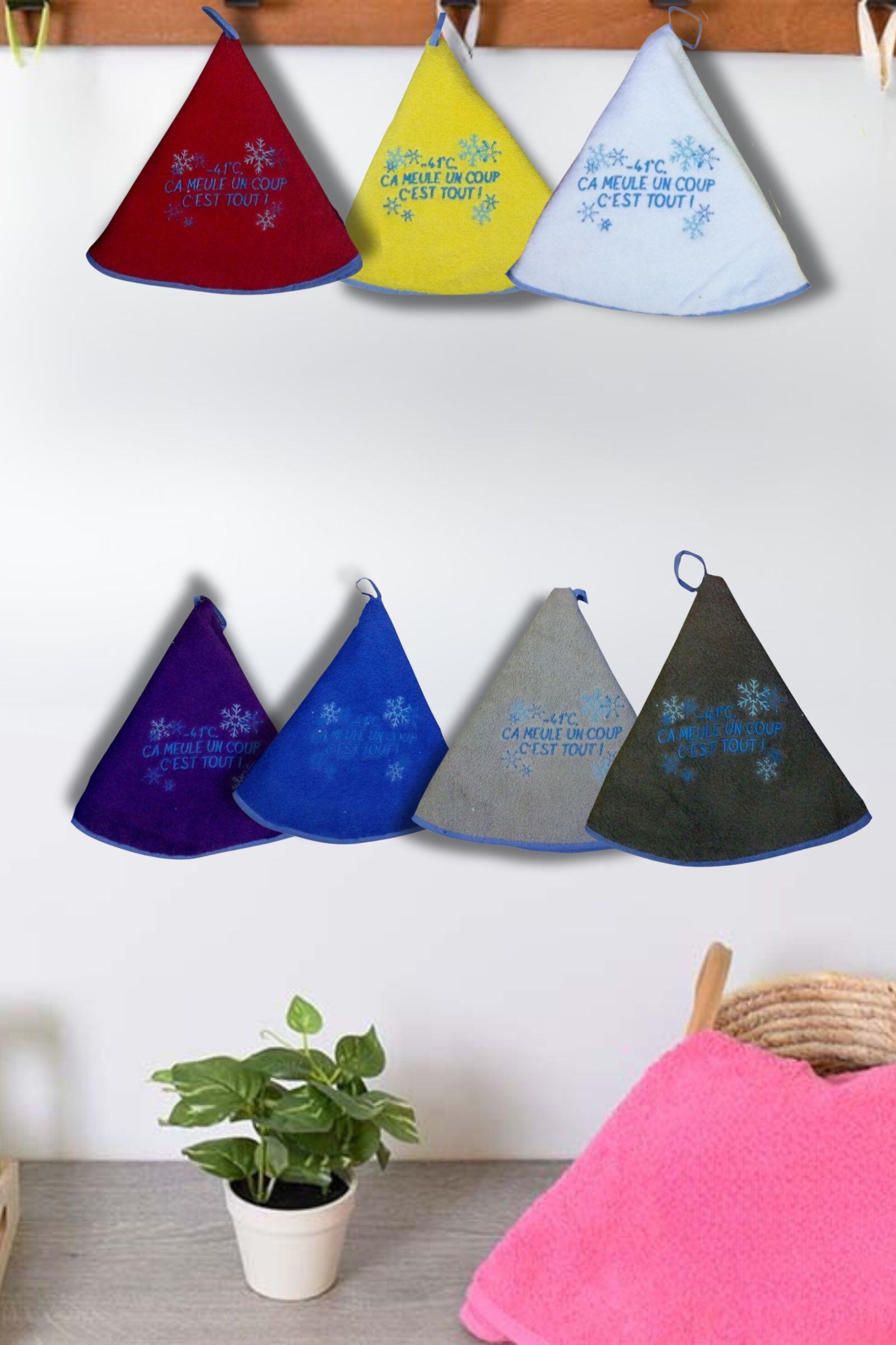Wholesaler LINA - Set of embroidered tea towel hand towels -FRANCHE COMTE ça meule