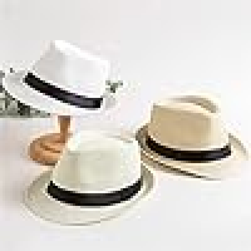 Grossista LINA - Lotto di cappelli Fedora in paglia beige chiaro, cappello estivo per uomo