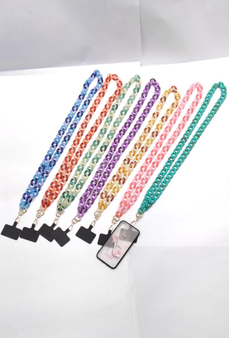 Grossiste LOLO & YAYA - Bijoux portable acidulé bicolore acrylique grosse maille avec adaptateur