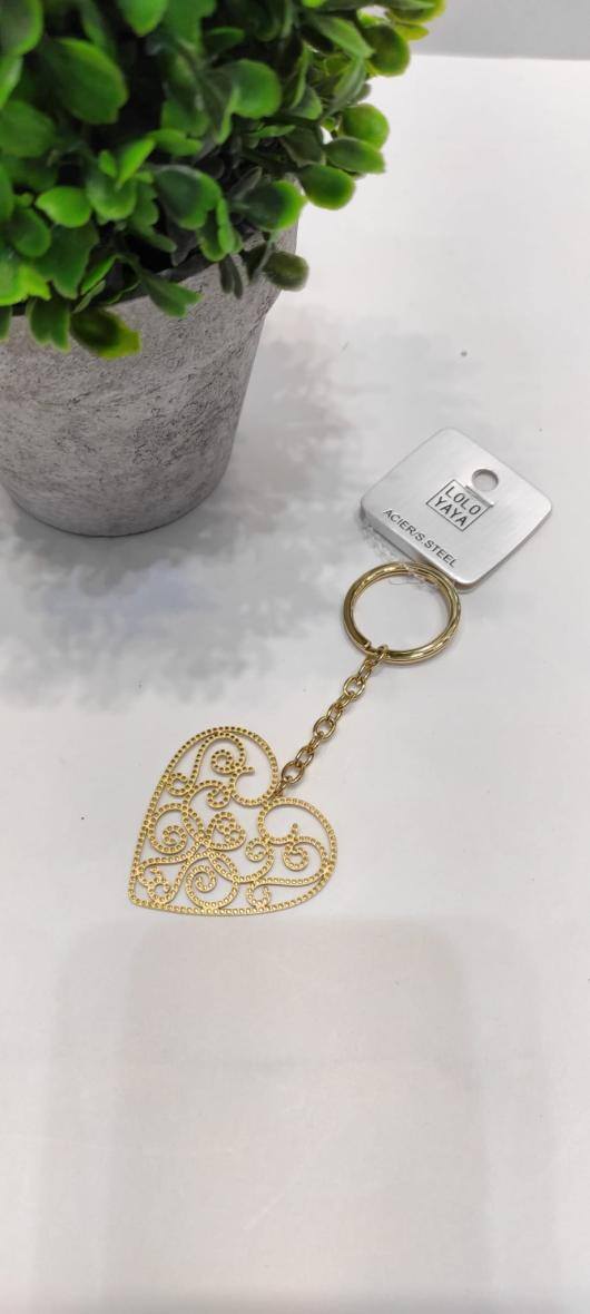 Wholesaler Lolo & Yaya - Arlette heart keyring in stainless steel