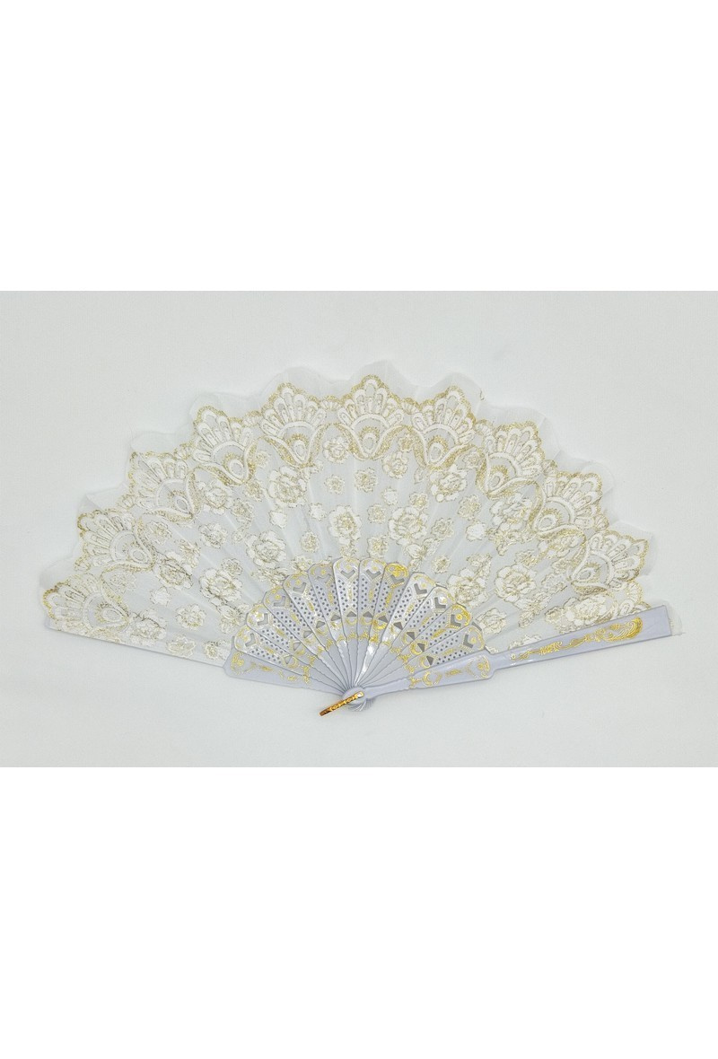 Grossiste LX Moda - Éventail motif or (Paquet de 12 pcs motif mélangé)