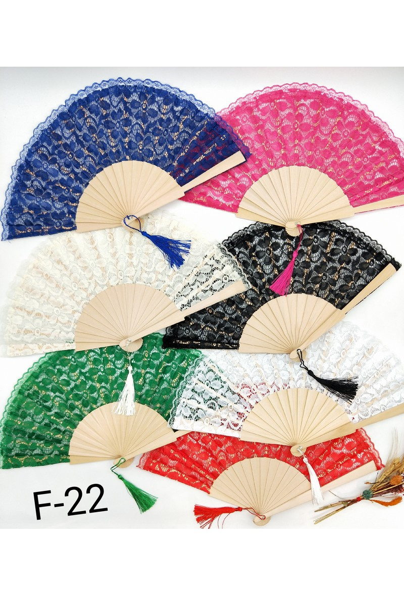 Grossiste LX Moda - Éventail  dentelle en bois (Paquet de 12 pcs )