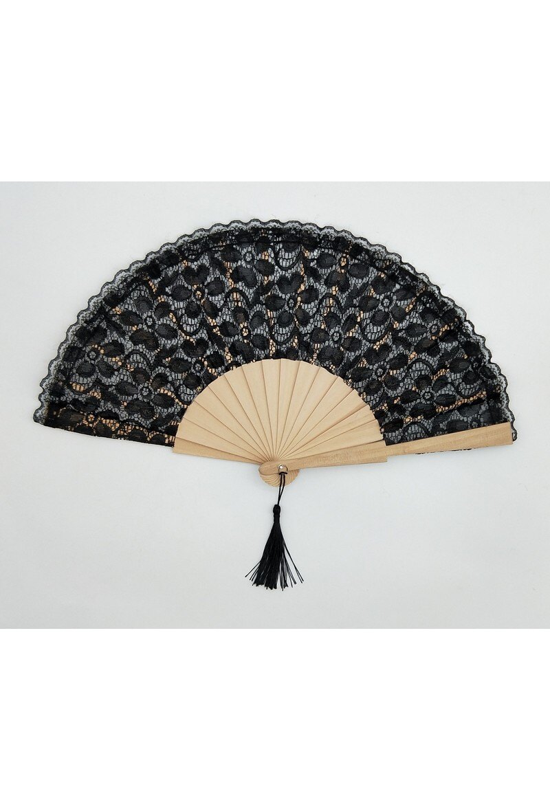Wholesaler LX Moda - Wooden lace fan (Pack of 12 pcs mixed color)