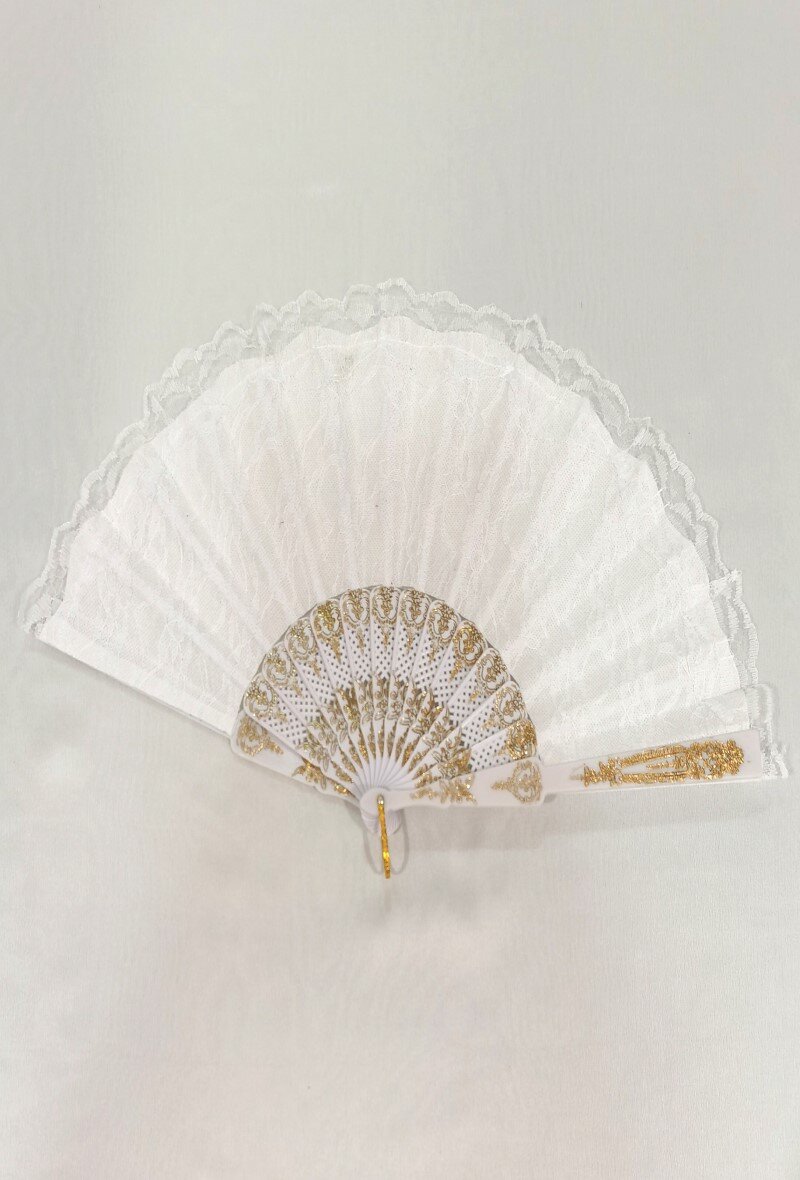 Grossiste M&P Accessoires - Eventail en plastique dorure et dentelle
