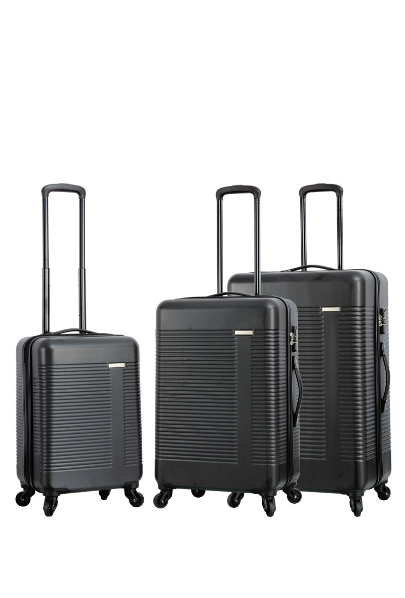Grossiste MADISSON - Set de 3 valises rigides + 2 pochettes – 4 roues – ABS