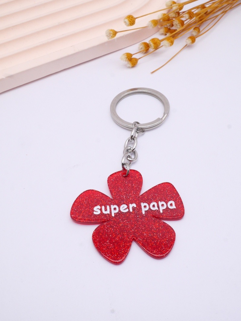 Wholesaler MIMIKO - Flower keychain with 'Super Dad' message