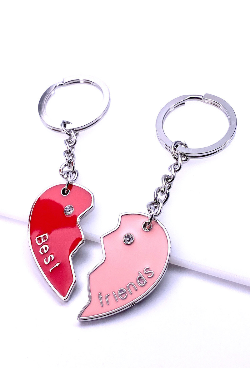Wholesaler MY ACCESSORIES PARIS - Keychain metal heart BEST FRIENDS