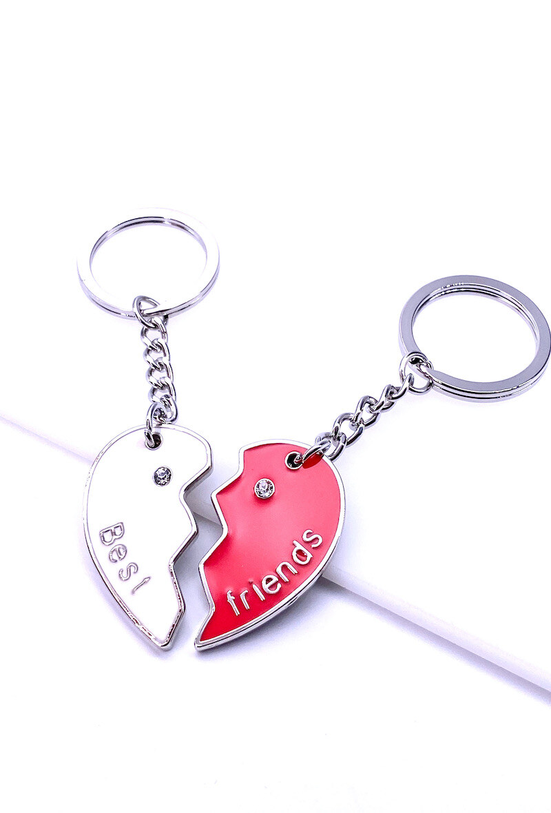 Grossiste MY ACCESSORIES PARIS - Porte clé metal coeur BEST FRIENDS