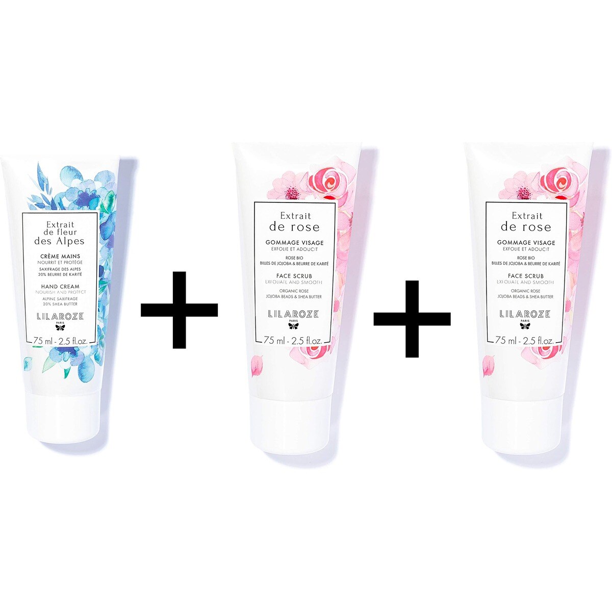 Mayorista Lilaroze Paris - Lilaroze Paris - Pack de Mascarilla Facial con Extracto de Rosa Hidrata y Tonifica + Exfoliante Facial con Extracto de Rosa Exfolia y Suaviza + Crema de Manos con Extracto de Flor de los Alpes Nutre y Protege
