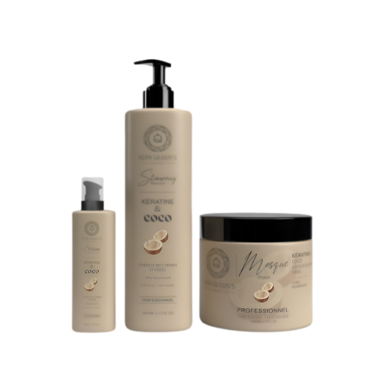 Grossiste NEKAN SUPERTRADER - Kera Queen's - Trio Coco et Kératine - Shampoing 500ml + Masque 500ml + Sérum 100ml Grossiste NEKAN SUPERTRADER - Kera Queen's - Trio Coco et Kératine - Shampoing 500ml + Masque 500ml + Sérum 100ml