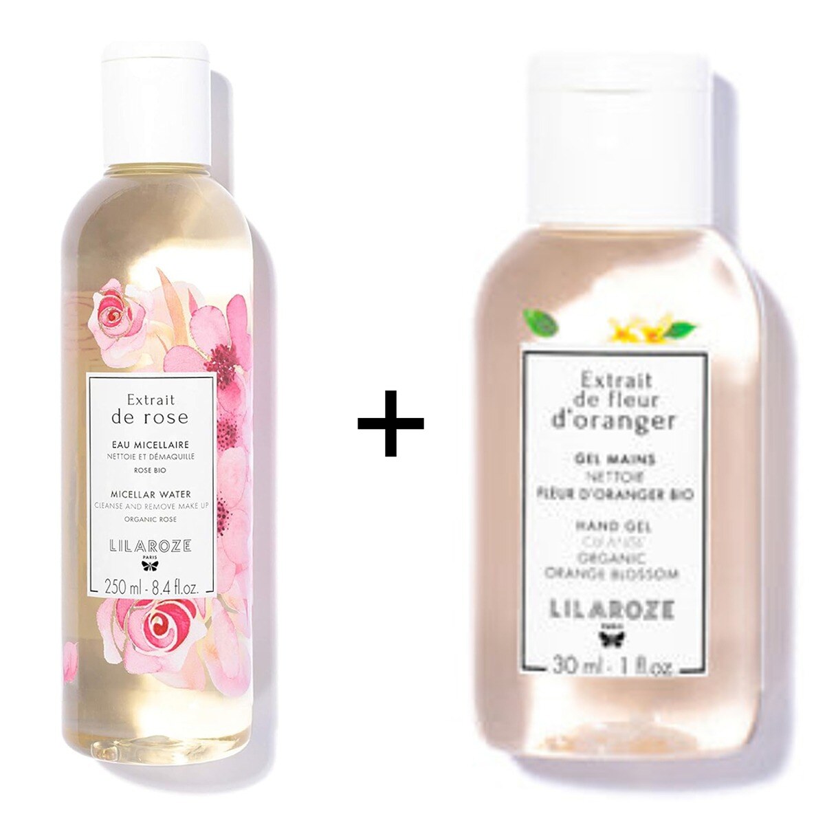 Mayorista Lilaroze Paris - Lilaroze - Pack de Agua Micelar con Extracto de Rosa Orgánica Limpia y Desmaquilla + Gel de Manos Limpia con Extracto de Flor de Azahar
