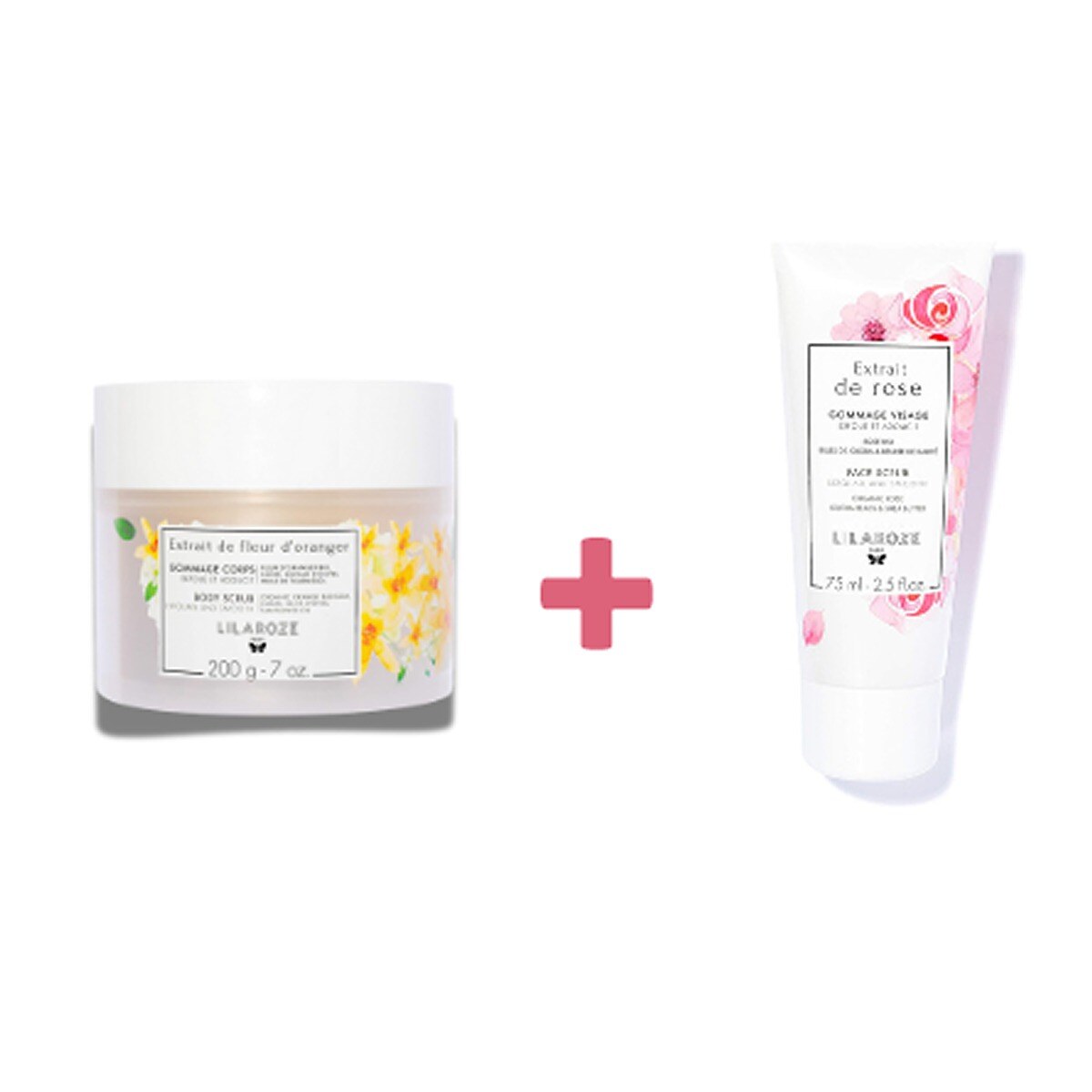 Mayorista Lilaroze Paris - Lilaroze Paris - Pack de Exfoliante Corporal con Extracto de Flor de Azahar Orgánico + Exfoliante Facial con Extracto de Rosa Exfolia y Suaviza