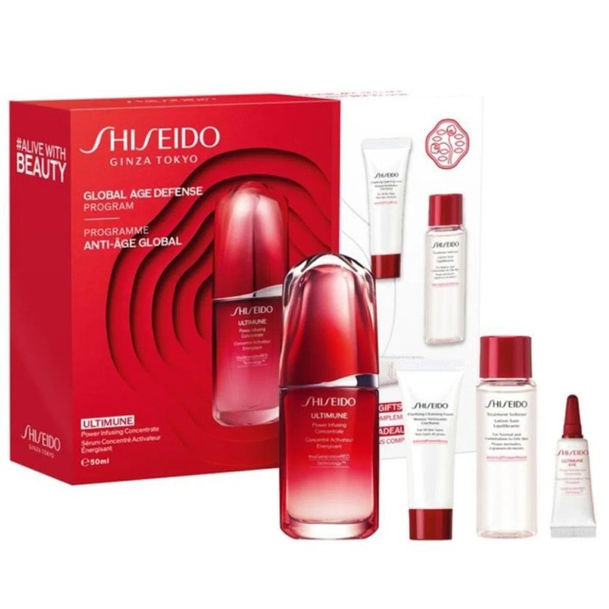 Mayorista Shiseido - 50ml+15ml+30ml+3ml Shiseido - Programa Global Anti-Envejecimiento - Set Concentrado Activador Energizante Ultimune 50 ml
 + Espuma Limpiadora Clarificante 15 ml
 + Loción de Cuidado Equilibrante 30 ml
 + Concentrado Activador Energizante para Ojos Ultimun