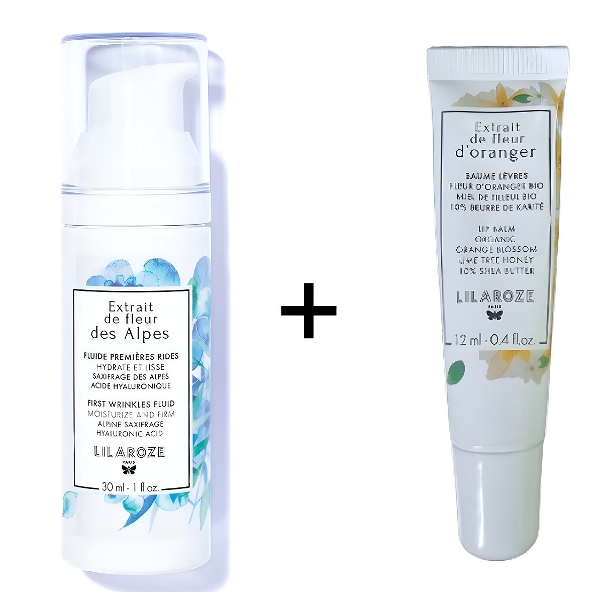 Mayorista Lilaroze Paris - Lilaroze Paris - Pack Fluido Primera Arrugas Extracto de Flor de los Alpes Hidrata y Alisa Ácido Hialurónico + Bálsamo Labial Extracto de Flor de Azahar Manteca de Karité