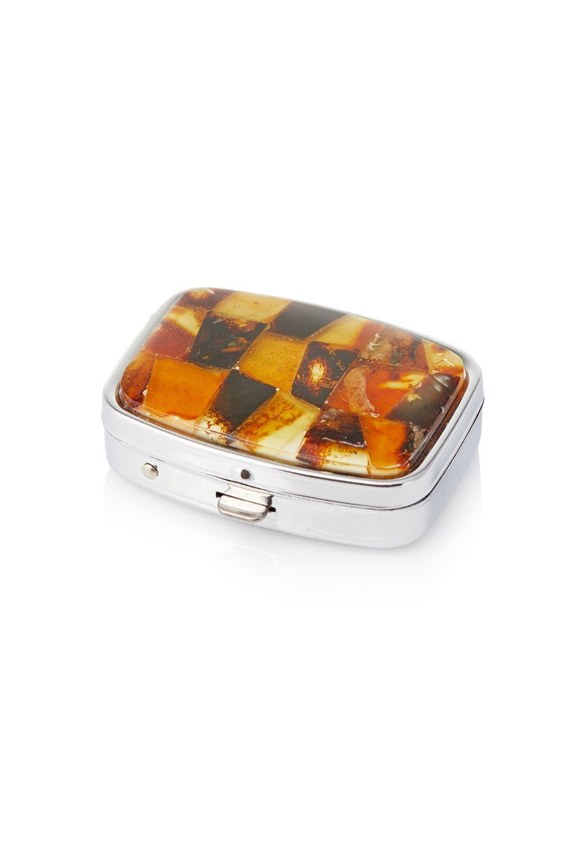 Wholesaler OPALOOK FRANCE - Metal and amber pill, 5x4x1.5 cm - MZ15