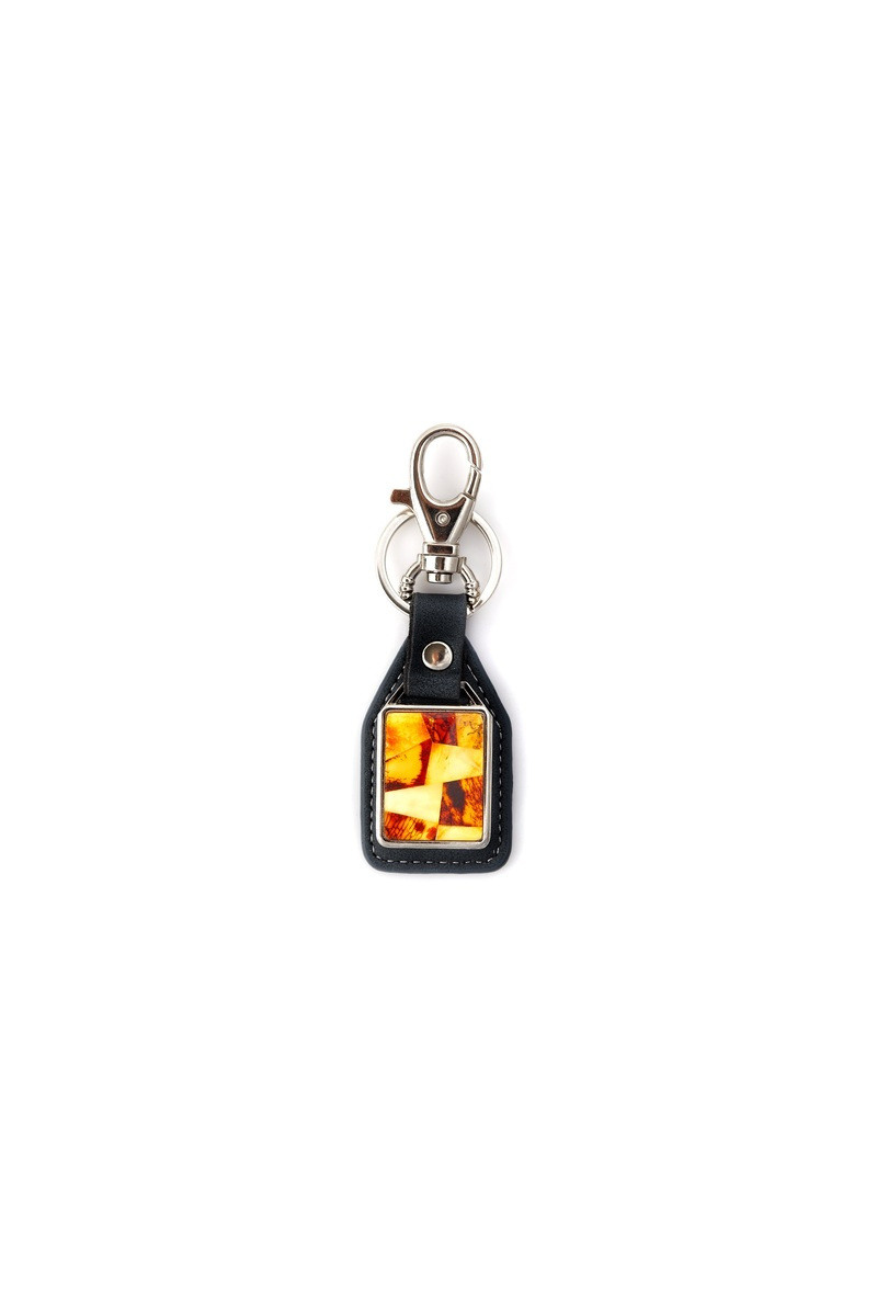 Wholesaler OPALOOK FRANCE - Mosaic key door in black leather, steel and amber - MZ06