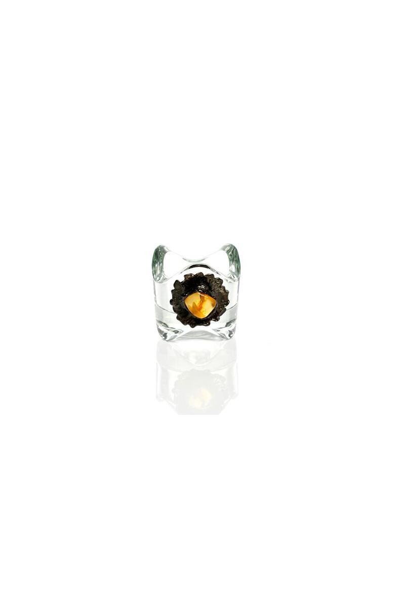 Wholesaler OPALOOK FRANCE - Glass candle door with amber, 6x6x6 cm - SP12