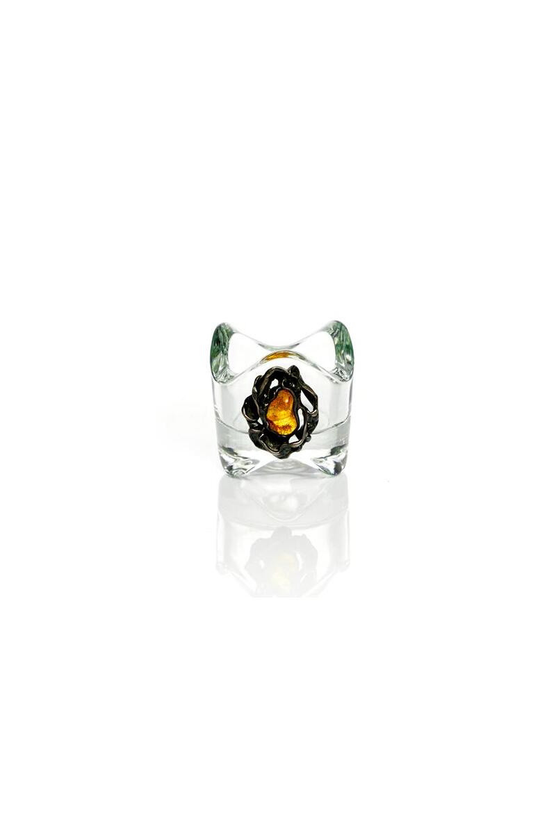 Wholesaler OPALOOK FRANCE - Glass candle door with amber, 6x6x6 cm - SP11