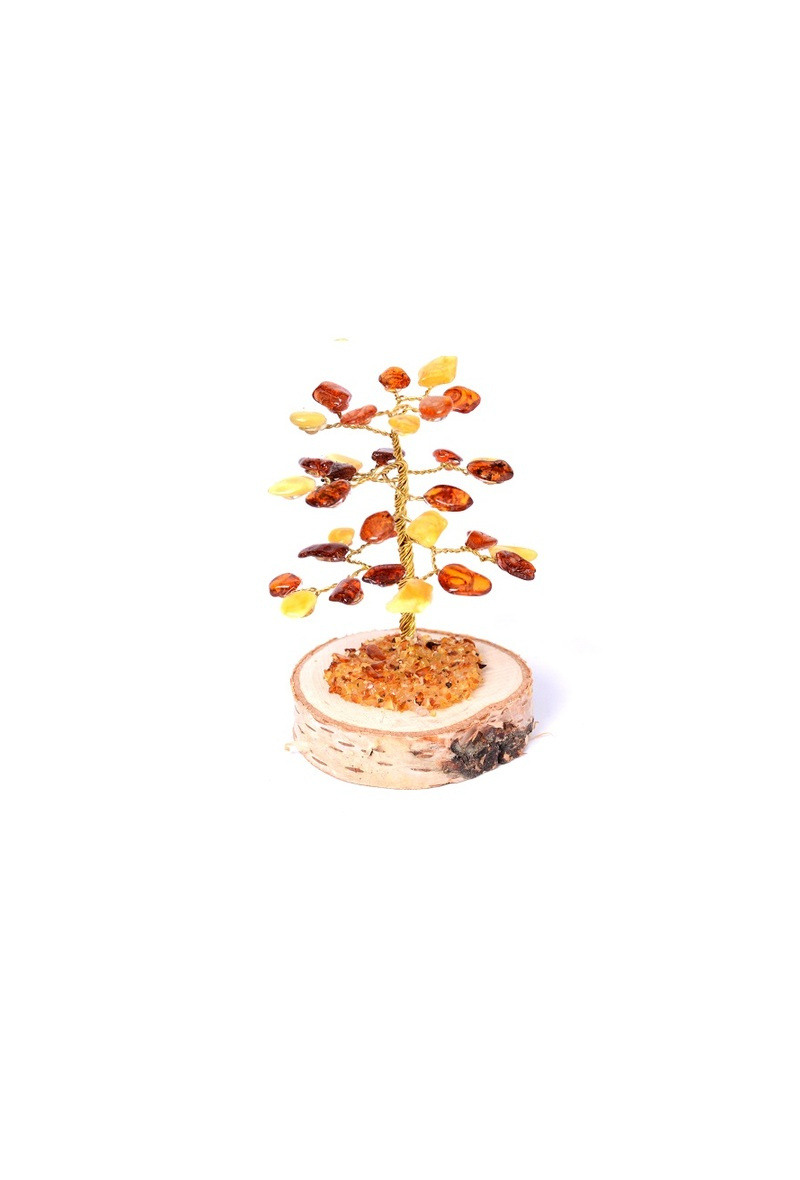 Wholesaler OPALOOK FRANCE - Tree of happiness from 8 cm in amber and birch wood - ADV1
