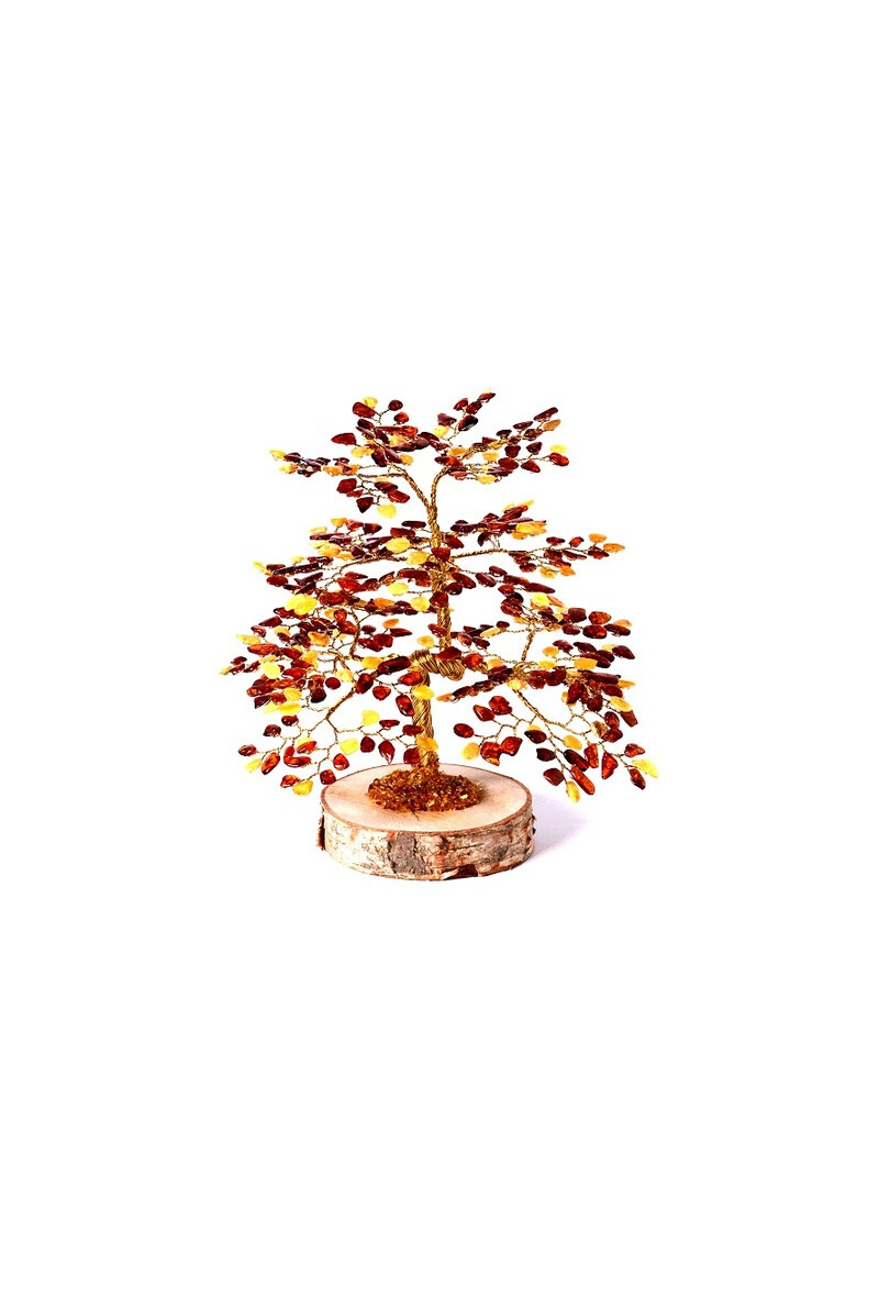 Großhändler OPALOOK FRANCE - Baum des Glücks von 18 cm in Bernstein (420 Blütenblätter) und Birke - Adv5