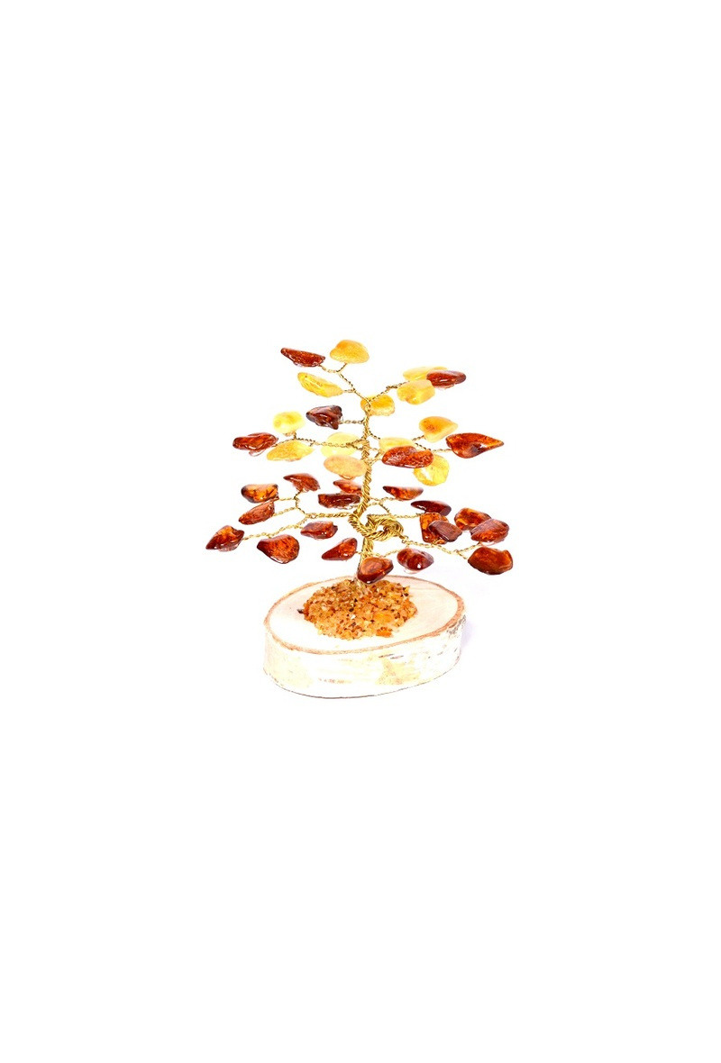 Wholesaler OPALOOK FRANCE - Tree of happiness of 10 cm in amber and birch wood - ADV2