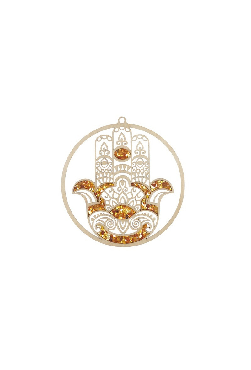 Wholesaler OPALOOK FRANCE - Fatma hand plate and decoration in birch and amber, 11cm - FLV14