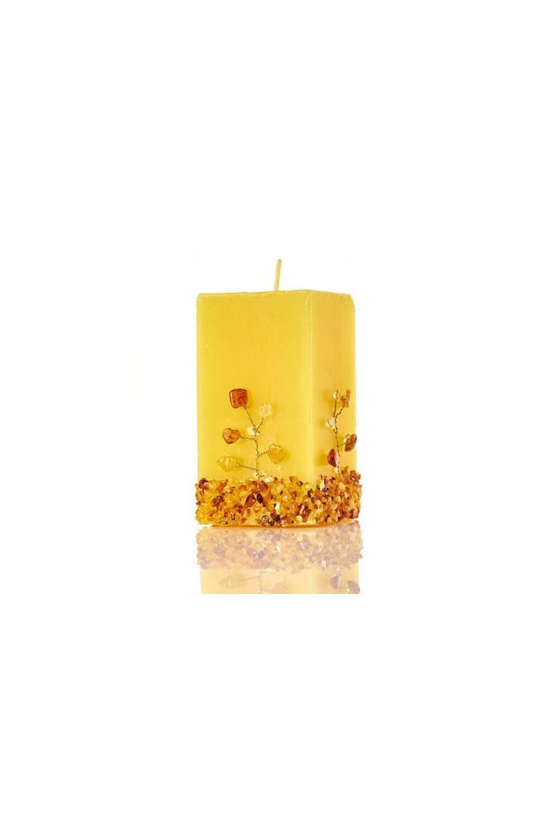Wholesaler OPALOOK FRANCE - Candle with rectangular amber, 4.5x4.5x8.5 cm - BG09