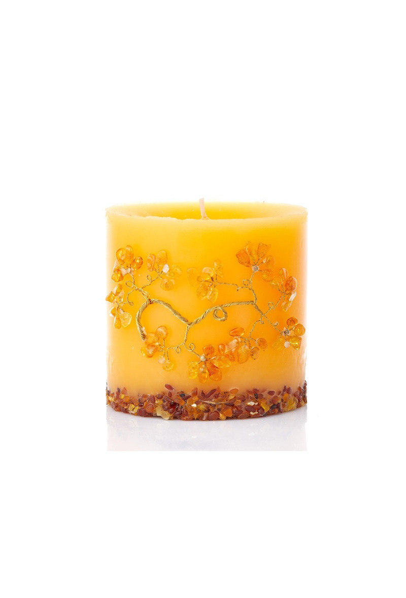 Wholesaler OPALOOK FRANCE - Candle with amber, 12.5x11.5 cm - BG07
