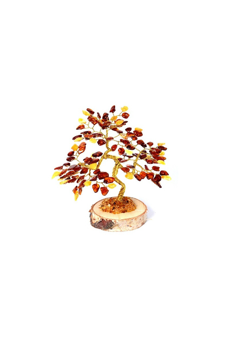 Wholesaler OPALOOK FRANCE - Tree of happiness of 12 cm in amber and birch wood - ADV3