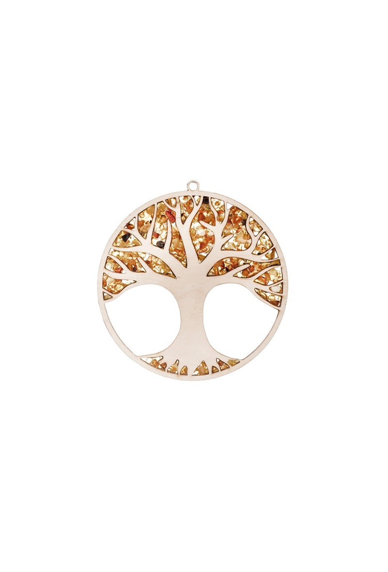 Wholesaler OPALOOK FRANCE - Plaque and decoration in birch and amber tree, 11 cm - FLV2