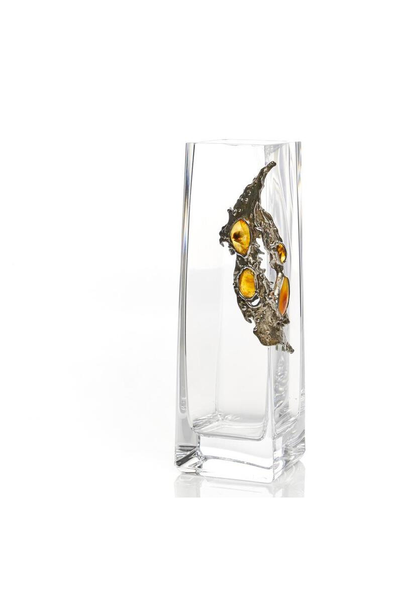Grossista OPALOOK FRANCE - Vaso di vetro con ambra incrostata, 13x28 cm - SP18