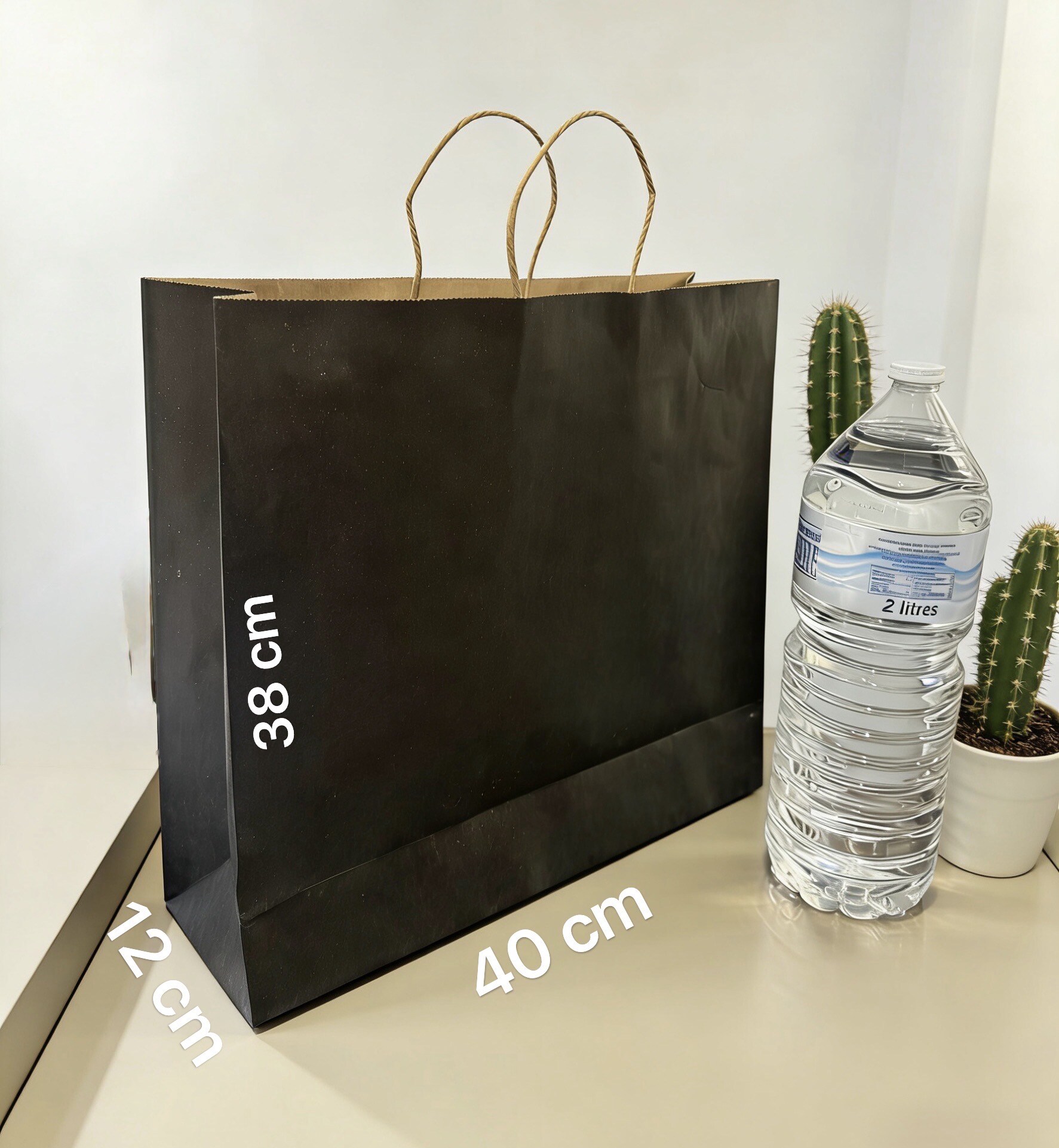Wholesaler Softy Paris - Black kraft bag 40x12x38cm