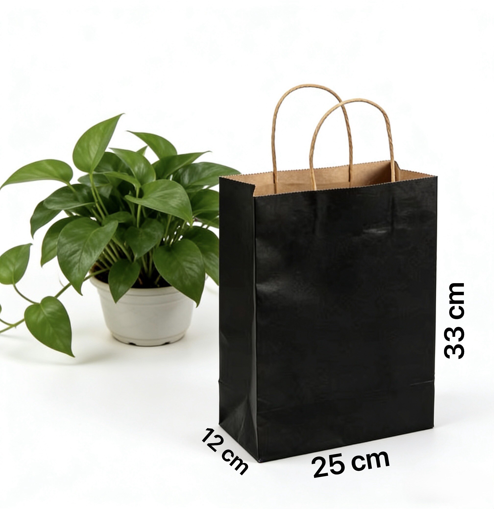 Wholesaler Softy Paris - Black kraft bag 25x12x33cm