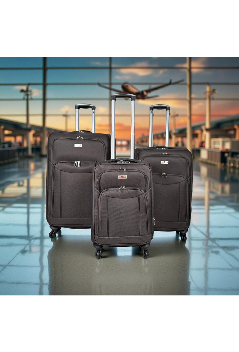 Grossiste Sunbelt® - ESCAPE (SUNBELT®), lot de 3 valises à soufflet extensible en nylon. (9774) (M)