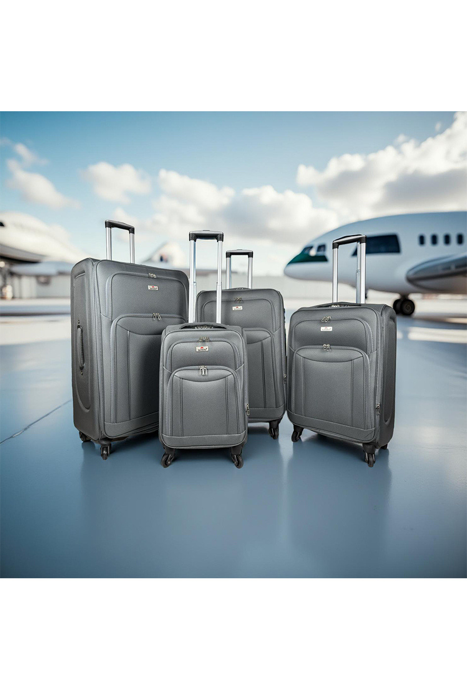 Wholesaler Sunbelt® - Escape (Sunbelt®), a set of 4 stretch nylon bellows suitcases. (9774) (n)