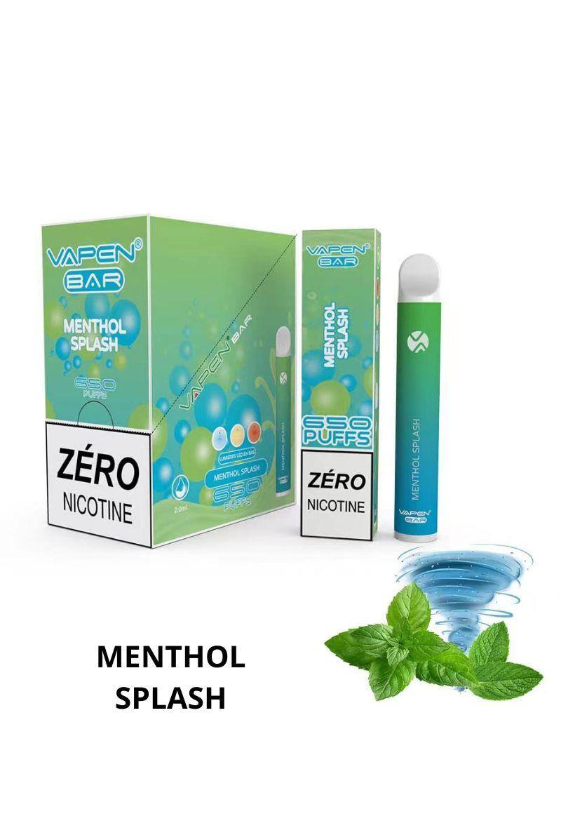 Grossiste VAPEN - 650 PUFF 0% NICOTINE MENTHOL SPLASH