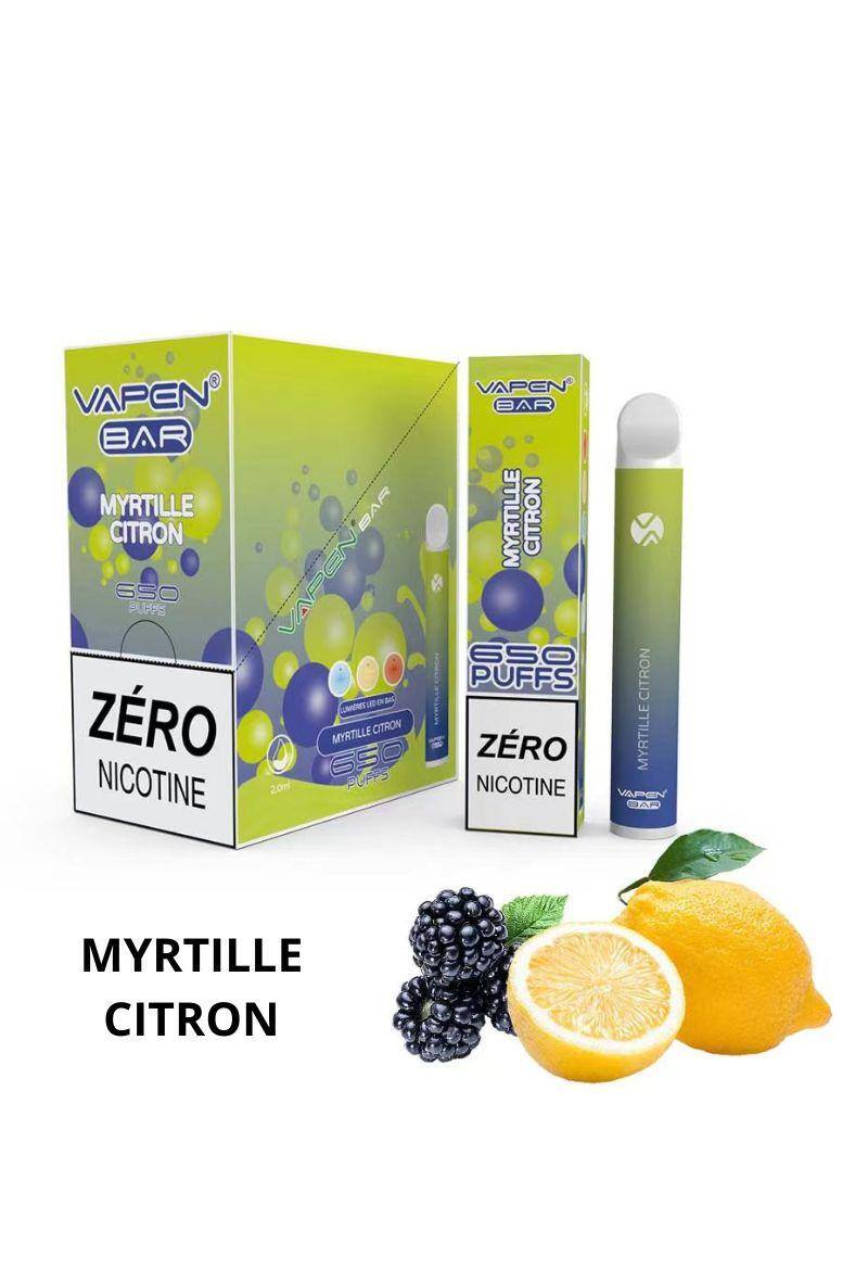 Grossiste VAPEN - 650 PUFF 0% NICOTINE MYRTILLE CITRON