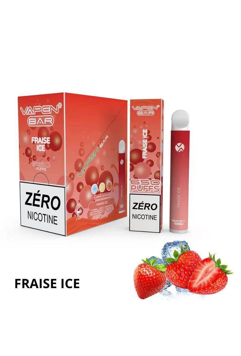 Grossiste VAPEN - 650 PUFF 0% NICOTINE FRAISE ICE