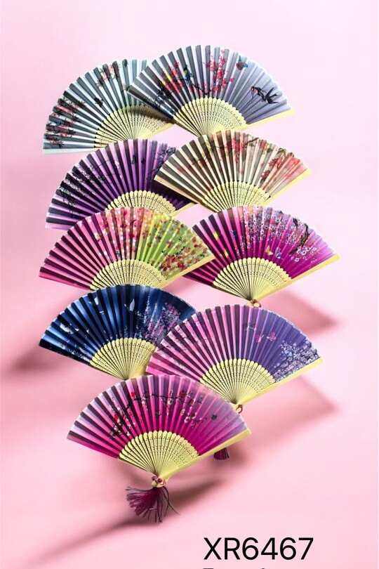 Wholesaler VS PLUS - Perforated Bamboo fan with floral print fabric